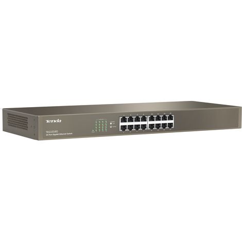 Tenda TEG1016G 16-port Gigabit Switch, 16x 10/100/1000 Mb/s, Fanless, MAC 8K, i na zeď, Rackmount (1/3)