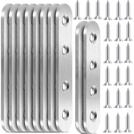 Lot de 10 connecteurs plats en acier inoxydable - Pour la construction en bois dur et les balustrades en bois dur (1/5)