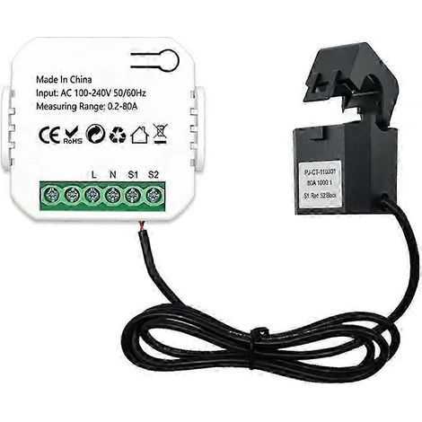 Tuya Smart ZigBee Energiezähler 80A mit Stromzange und App-Überwachung (kWh, Spannung, Strom, Stromverbrauch) 110V 240V-JXLGV (1/5)