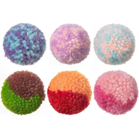 Lot de 6 balles jouets en peluche douce en forme de pompon pour chats d'intérieur, jouet interactif pour chatons et minous. (1/5)