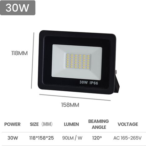 Projecteur LED 120° 10W - 200W Full W Projecteur étanche haute luminosité éclairage extérieur IP65 éclairage de sécurité extéL104 (1/5)