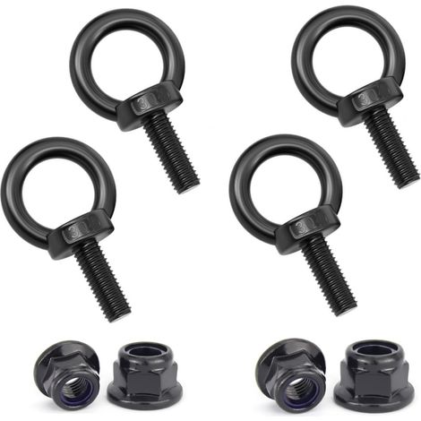 4-Sets Noir Boulon à oeil avec écrous de blocage à bride,Vis à filetage mâle en Acier inoxydable 304 (M10x50) (1/5)