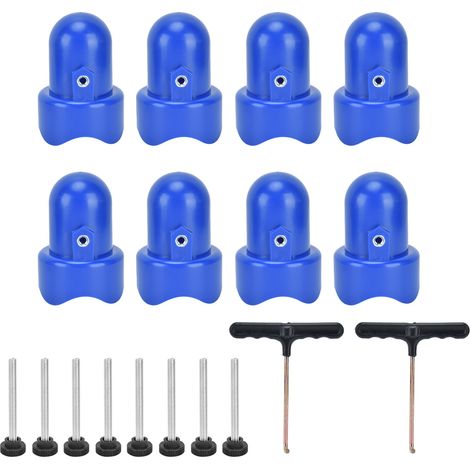 Lot de 5 capuchons de poteau pour trampoline avec vis, pouce, crochet en T et ressort de traction - Accessoires de remplacement