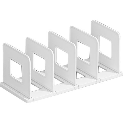 Organiseur de livres, porte-documents, trieur vertical minimaliste à 4 compartiments en polypropylène (blanc), idéal pour la salle de classe, le bureau ou la maison. (1/5)
