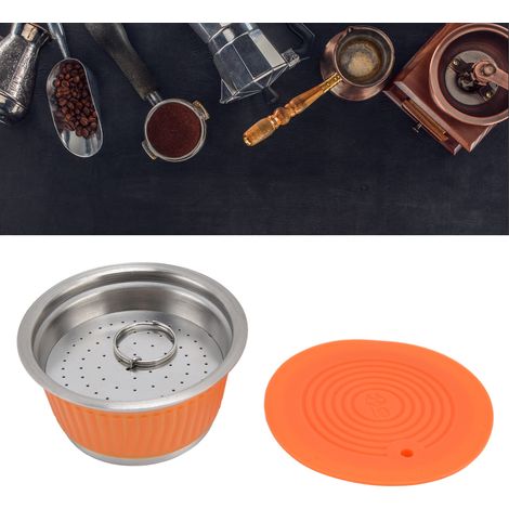 Tasse à filtre rechargeable en acier inoxydable compatible avec les capsules de café Nestlé Dolce Gusto (orange) (1/5)