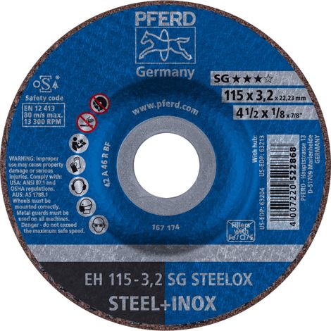 PFERD TOOLS Trennscheibe EH 115x3,2x22,23 mm gekröpft Leistungslinie SG STEELOX für Stahl/Edelstahl 25 Stk (1/5)