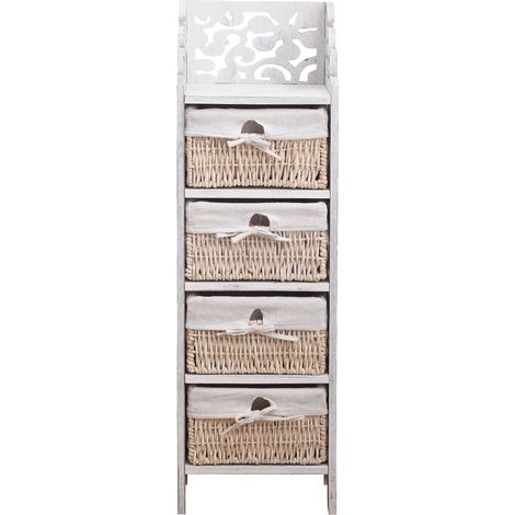 Rebecca Mobili Cassettiera Mobile bagno Barocco 4 Cassetti Bianchi 98x29x22 (1/6)