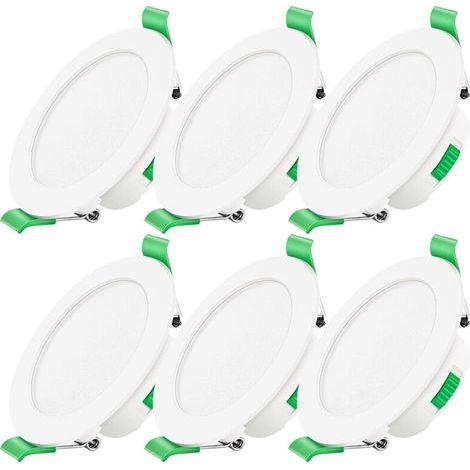 Foco LED empotrable regulable 230V 7W, foco de techo estanco IP44 ajustable, plafón empotrado para baño y salón, juego de 6 unidades, redondo, [Clase energética D] (1/4)