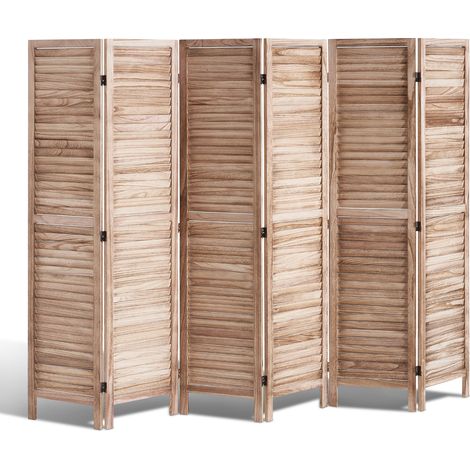 VEVOR Cloison de separation en bois,6 panneaux pliables,persiennes 66,9 pouces de hauteur,paravent decoratif portable,separation de piece,maison,bureau,restaurant,chambre a coucher (1/5)
