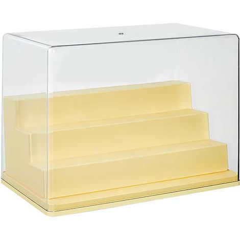 Présentoir à figurines avec couvercle transparent anti-poussière, étagère surélevée de style échelle pour chambre ou salon, jaune (1/5)