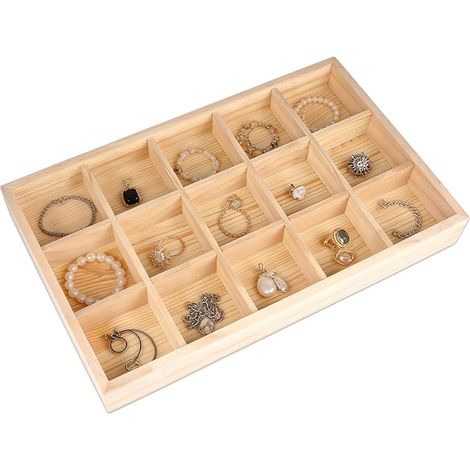 Scatola portaoggetti in legno non finito con divisori (1/5)