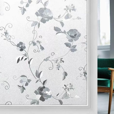 Pellicola oscurante elettrostatica decorativa – Elegante motivo floreale, 50 x 200 cm, per finestre e porte