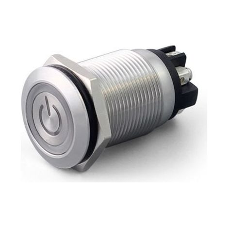 Bouton-poussoir, Verrouillable lumineux, LED Vert, Rouge, DPST, 5 A @ 250 V ac, Argent, Montage panneau 12V ( Prix pour 1 )