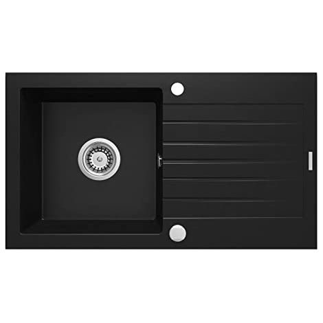 Deante Zorba ZQZ N113 fregadero de granito de 1 seno con escurridor negro