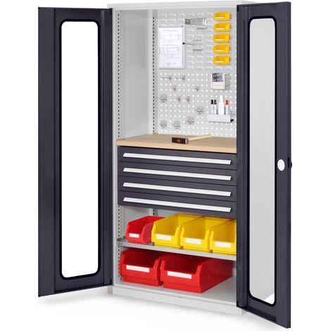 Kappes ®RasterPlan Schubladenschränke 1950x1000x600mm Sichtfenstertüren Modell 36 anthrazitgrau