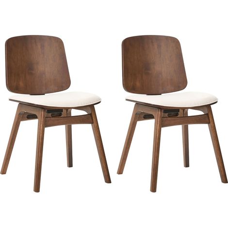 Set di 2 sedie da pranzo con struttura in legno e seduta in tessuto senza braccioli marrone e beige chiaro Charleston