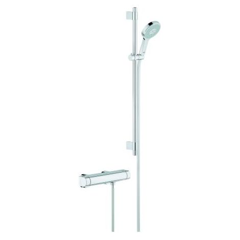 Grohe Grohtherm 2000 Mitigeur thermostatique douche 1/2" avec ensemble de douche Chrome, 34482001 (1/10)