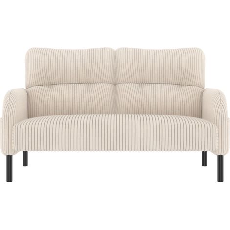 ELVMI Divano 2 Posti con Schienale Ergonomico e Tasca Laterale, in Velluto a Coste, Beige, 120 × 75 × 79 cm (1/4)