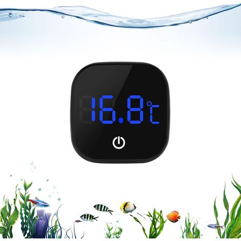 Termometro digitale wireless per acquari con display LED e controllo touch, precisione ±1°C, nero, per acquari, tartarughe e axolotl (1/5)