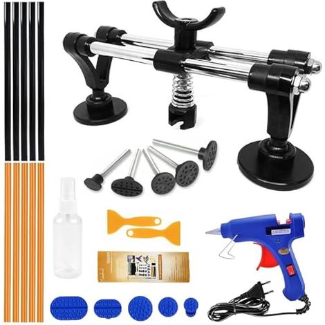 Kit de réparation de bosses de voiture - Kit DIY Repair Puller avec extracteur de pont - 25 pièces - Outil de débosselage sans peinture pour voiture (1/4)