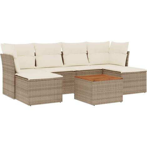 Maison Exclusive - Set Divani da Giardino 7 pz con Cuscini Beige in Polyrattan (1/3)