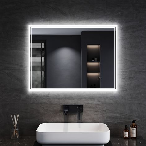 SONNI Badspiegel LED Beschlagfrei Touch Schalter Klatweiß 80x60cm Energie Sparen Mit Power Off Memory Funktion