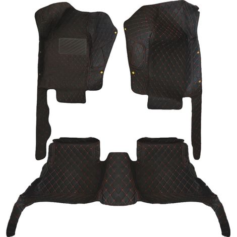 Alfombrillas para coche, ajuste a medida, diseño impermeable, color negro y rojo. (1/2)