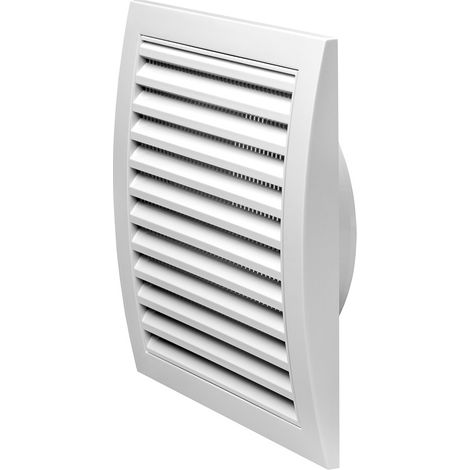 Luftdurchlassgitter Kunststoffgiter mit Stutzen Insektenschutzgitter eckig Weiß 150mm (1/2)