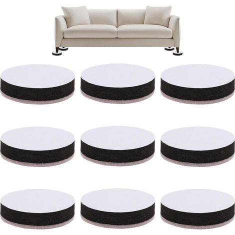 9 Pièces Rehausseur de Meuble Autocollant Rond 6,3 cm, Patin en Feutre avec Noyau EVA, Antidérapant et Réduction du Bruit, Protection de Sol, pour Canapé, Lit, Table, Chaise, Armoire (1/5)