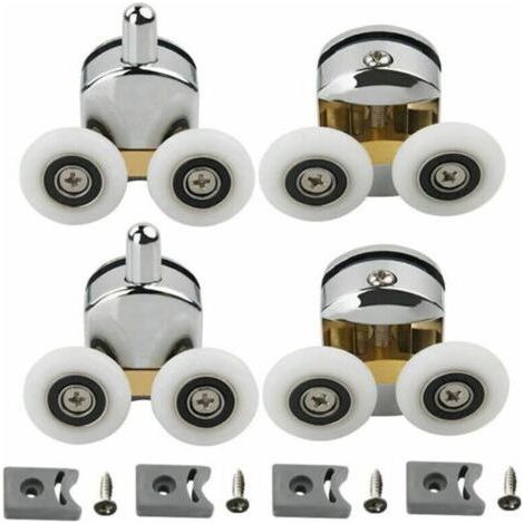 4 Pack Double Rollers for Sliding Shower Door, 2 x 23mm Dia Zinc Alloy Wheels, Replacement Rollers for Sliding Shower Door - Superior Double Rollers (1/4)