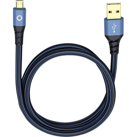USB 2.0 [1x USB 2.0 type A mâle - 1x USB 2.0 mâle Micro-B] 5.00 m bleu contacts dorés Oehlbach USB Plus Micro S989441 (1/2)