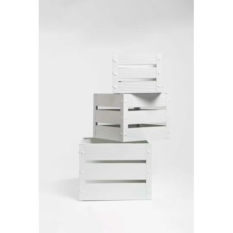 Orion91oficial - Set of 3 Metal Boxes - White, Ideal for Storage, 20cm, 17.3cm, and 14cm sizes, suitable for both indoor and outdoor use, no assembly required, perfect for organizing and decorative st