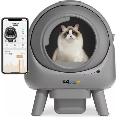 Arenero robótico autolimpiable de 50 l y 55 dB, gris - CATBOTK6I - E.ziclean -