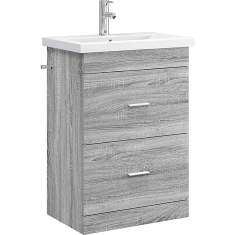 Badezimmermöbel-Set Grau Sonoma 61 x 40 x 84,5 cm Holzwerkstoff vidaXL