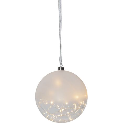 LED Weihnachtskugel ,Glow Snow', Netzbetrieb, Hängeleuchte Deko, halbmatt transparent, Ø 20 cm (1/4)