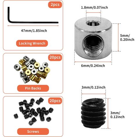 20 pcs Fermoir de Verrouillage, Pin Backs Locking, Fermoirs à Goupille Avec Clé en Métal, Porte Fermoir Épingles, Goupille Verrouillage, Pin Serrures pour Insignia Badge Name Tag Broche