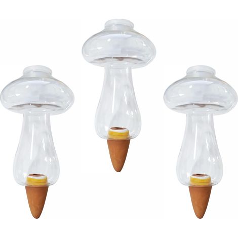 3 Pièces Boules D'Irrigation pour Plantes, Transparent Distributeur Eau Plante, Système D'Irrigation pour Plantes en Pot, pour Système D'Arrosage (300ML, Forme de Champignon)