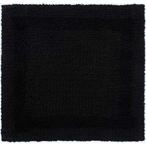 HOMESCAPES Tapis de douche en coton, 50 x 50 cm – Noir