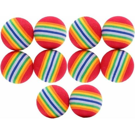Premium Qualité 10 Pcs Chat Balle Jouet Pet Chaton Chien Chien Coloré Arc-en-Animal Jouets Chaton Activité Chase Jouer Multicolore Mousse Douce pour Cat Entertainment Training-LIAIKI (1/5)