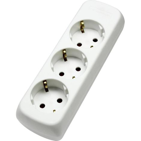 Multiprise à 3 voies max. 3500 W, adaptée au montage mural, vissée, sans ligne d'alimentation, avec protection de contact accrue, 230 V, 16 A, blanche, 11731
