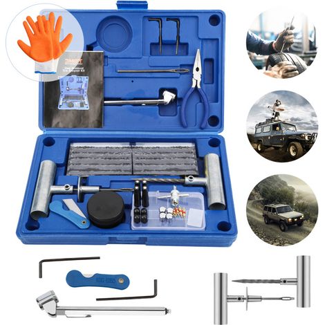 SWANEW 73 pezzi Kit riparazione pneumatici universali Riparazione foratura pneumatici per auto camion moto (1/5)