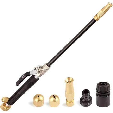 Pistolet De Lavage Haute Pression - Raccord Tuyau Arrosage Laiton 1/2 Pouces - Pour Voiture Jardin Maison - Kit Avec 2 Raccords Et 3 Buses (1/5)