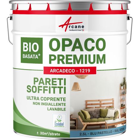 Pittura opaca per muri e soffitti interni - ARCADECO - 1219 - 2,5 L (+ o - 30m² per strato) Blu Pastello - RAL 5024 - ARCANE INDUSTRIES (1/5)