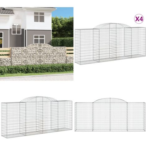 Gabionen mit Hochbogen 4 Stk. 300x50x120/140cm Verzinktes Eisen - Gabionen - Gabionenkorb - Gartendeko - Gartenzubehör - Zaun - Home & Living (1/5)