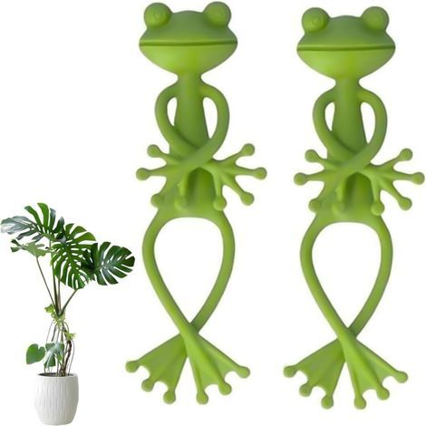 Lot de 2 supports pour plantes en forme de grenouille, pinces de fixation pour pots de fleurs, accessoires pour plantes grimpantes, figurines d'animaux, décorations suspendues (1/5)