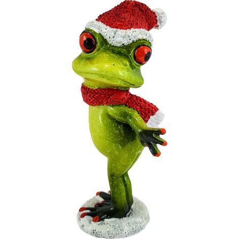Statuetta di rana natalizia con cappello di Babbo Natale (1/5)