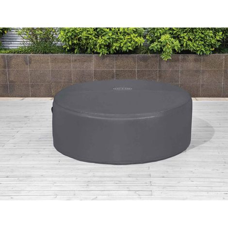 Housse de protection pour spa rond imperméable en PVC et POM grise Ø180 x 66 cm - PANGIVO (1/4)