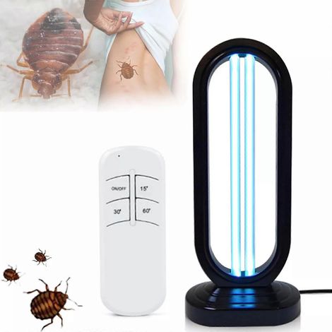 Lampe germicide UVC à ozone, élimine les punaises de lit, 3 réglages de minuterie avec télécommande