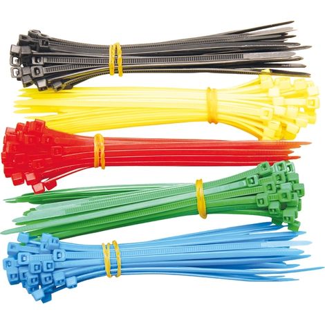 FORCE HOMME SERRE-CÂBLES ASSORTIMENT, 2,4 X 100 MM, 5 COULEURS, 200 PIÈCES, 80875 (1/5)