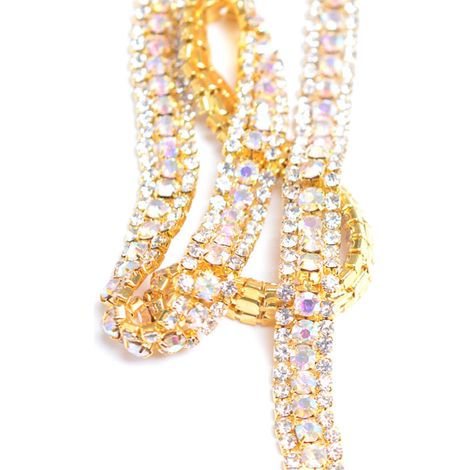 Ruban en maille diamantée à 3 rangées, orné de strass et de cristaux scintillants, pour la décoration de robes de mariée. (1/3)